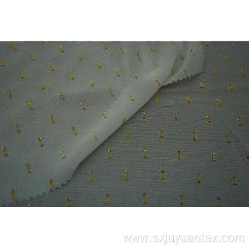 Polyester Gold Lurex Dot Clip Jacquard Chiffon Fabric